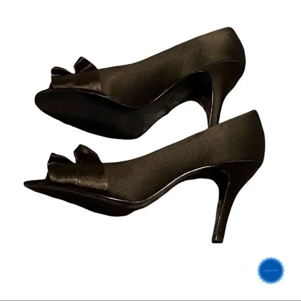 Nina Black Satin Pumps